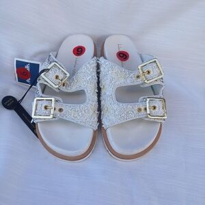 NWT House of Harlow 1960 Beaded Embellished Slide Sandals - Size 6